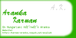 aranka karman business card